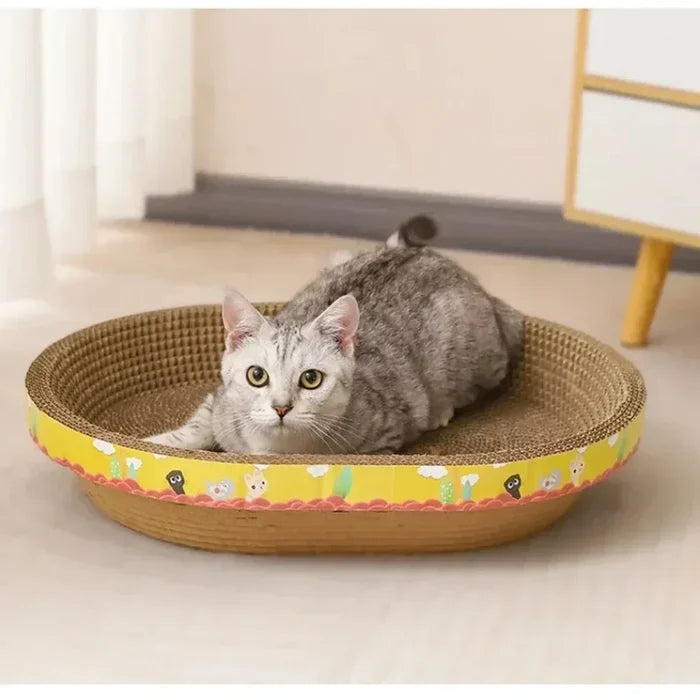 2-in-1 Oval Cat Scratcher & Bed