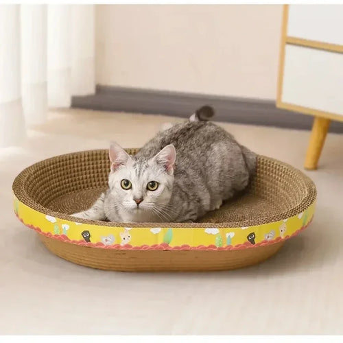 2-in-1 Oval Cat Scratcher & Bed