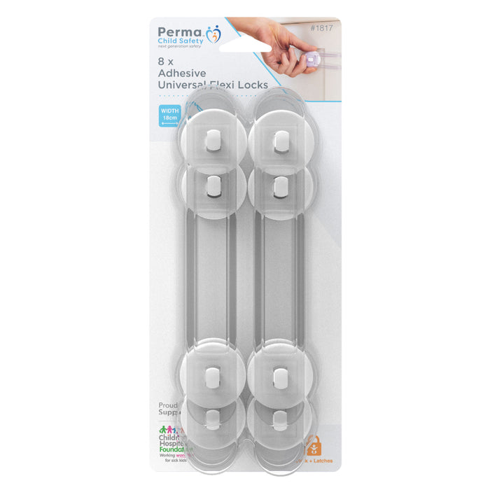 23cm Adhesive Universal Flexi Locks - 4 Pack - Perma Child Safety