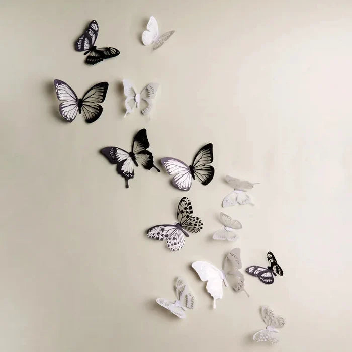 3D Butterfly Wall Stickers – 18-Piece Peel & Stick Decals | Rainbow Monarch or Crystal Transparent Wings | Bedroom, Nursery, Garden & Wedding Decor