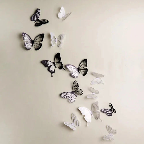 3D Butterfly Wall Stickers – 18-Piece Peel & Stick Decals | Rainbow Monarch or Crystal Transparent Wings | Bedroom, Nursery, Garden & Wedding Decor