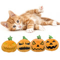 4Pcs Halloween Pumpkin Cats Interactive Toys Filled Squeaker for Cats Boredom Relief Teeth Cleaning