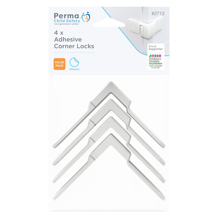 Adhesive Corner Drawer Locks - 4 Pack - Perma Child Safety