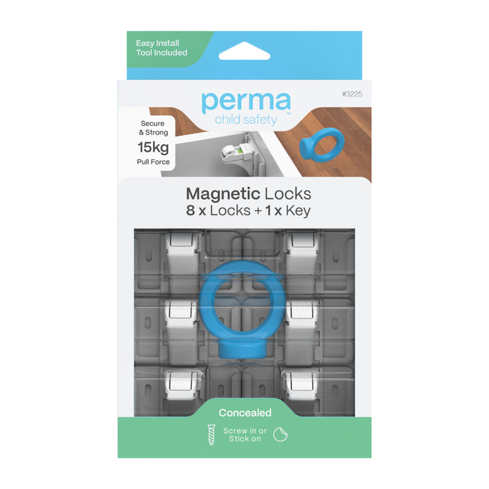 Adhesive Magnetic Cabinet & Drawer Locks With Key