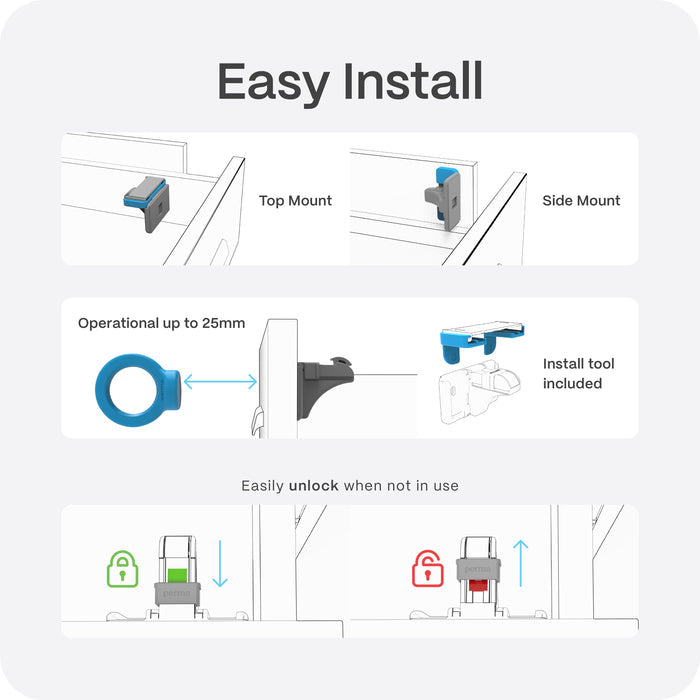Adhesive Magnetic Cabinet & Drawer Locks With Key