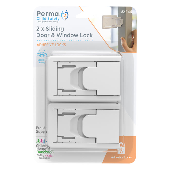 Adhesive Sliding Door & Window Lock - 2 Pack - Perma Child Safety