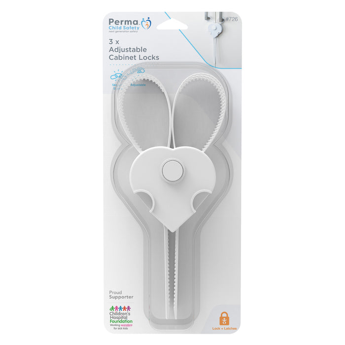 Adjustable Cabinet Locks - 3 Pack - Perma Child Safety