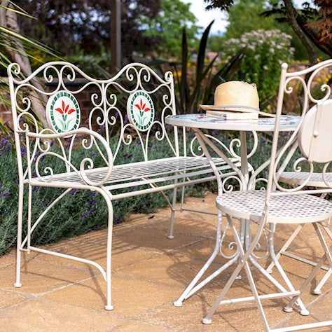 Buy Ascalon Floral Mosaic Bench - 'Cream' online UK
