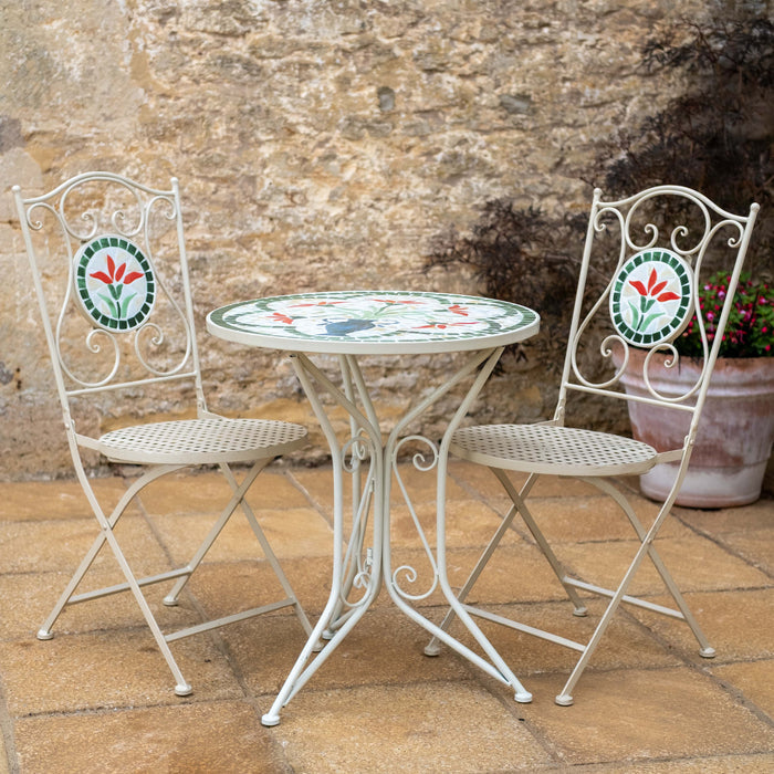 Buy Ascalon Floral Mosaic Bistro Set 3 Piece - 'Cream' online UK