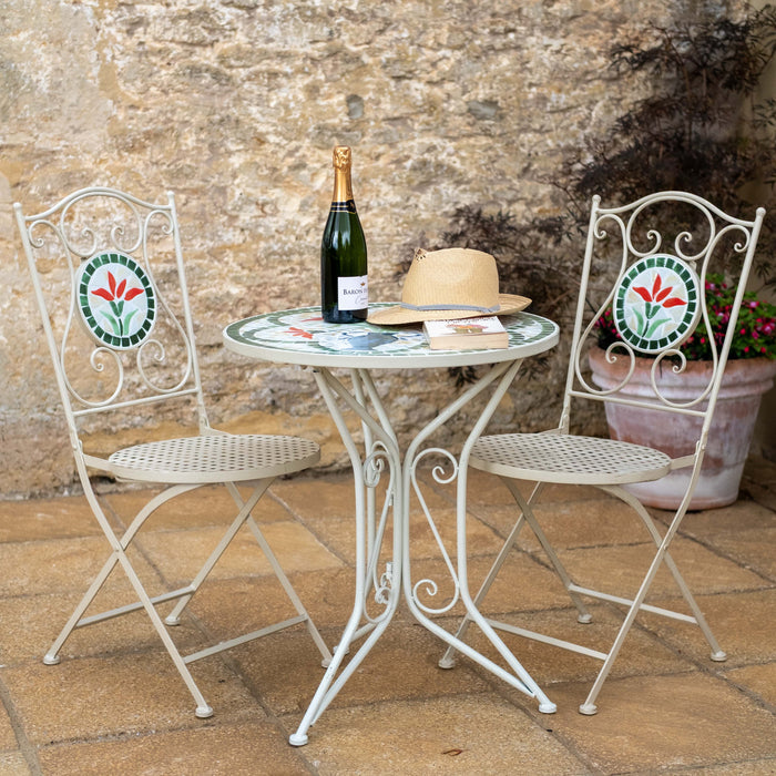 Buy Ascalon Floral Mosaic Bistro Set 3 Piece - 'Cream' online UK