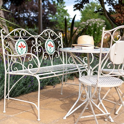 Buy Ascalon Floral Mosaic Bistro Set 3 Piece - 'Cream' online UK