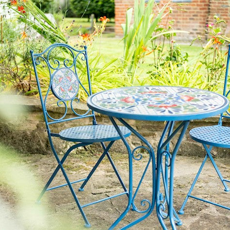 Buy Ascalon Mosaic Bistro Set 3 Piece - Blue online UK