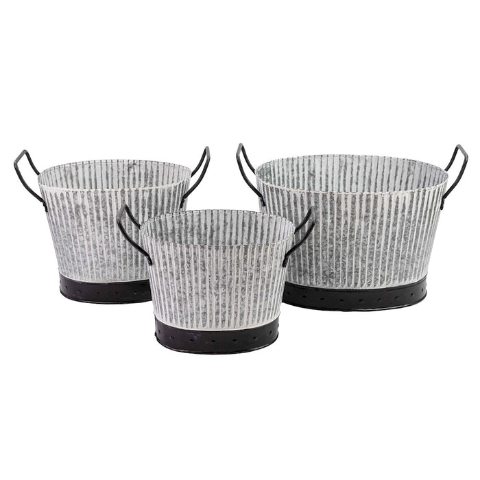 Buy Ascalon Ribbed Planters 3 Set - 'Antique Galvanised' online UK