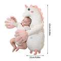 Pink plush unicorn sleep soother pillow with heart emblem and star accents.