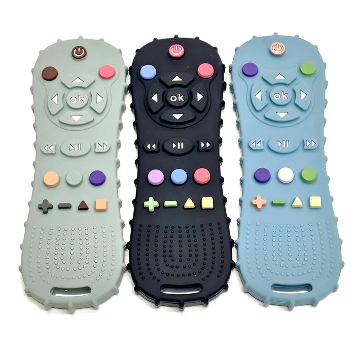 Baby TV Remote Control Silicone Teether – Bear Design | Food-Grade BPA-Free | Textured Gum Relief | 2025 Upgrade | Teething Baby Gift
