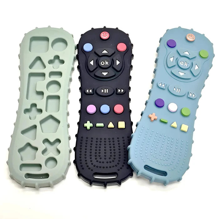 Baby TV Remote Control Silicone Teether – Bear Design | Food-Grade BPA-Free | Textured Gum Relief | 2025 Upgrade | Teething Baby Gift