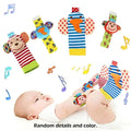 Baby Wrist Rattle & Foot Finder Sock Set – 4 Pieces | Soft Sensory Toy | 0–12 Months Boys & Girls | Newborn Baby Shower Gift