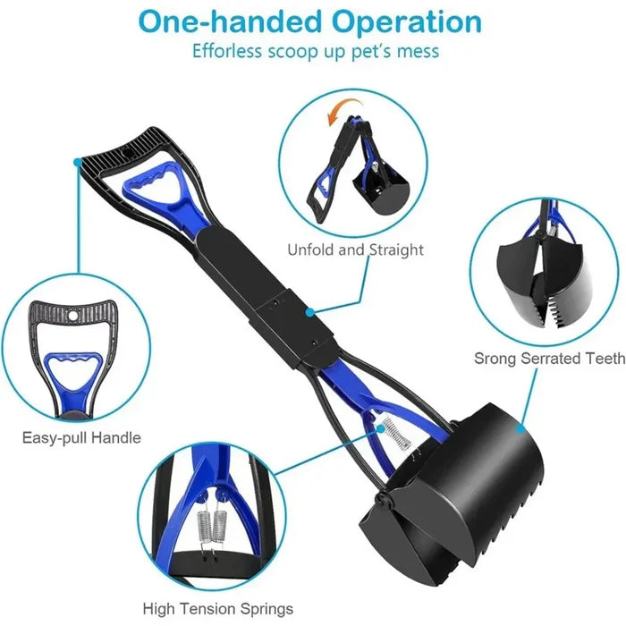 Back-Saving Pooper Scooper | Long Handle & Easy-Grip Jaw
