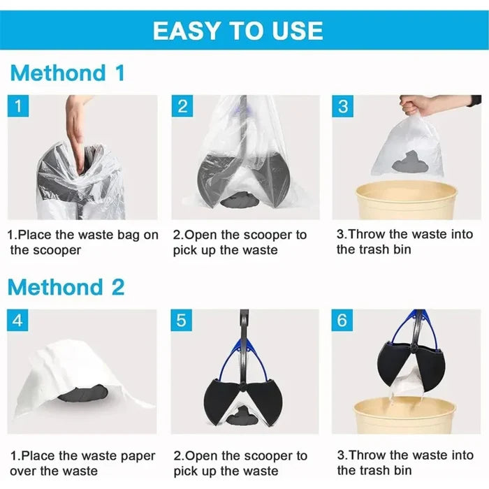 Back-Saving Pooper Scooper | Long Handle & Easy-Grip Jaw
