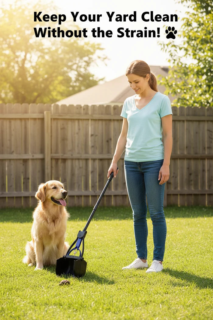 Back-Saving Pooper Scooper | Long Handle & Easy-Grip Jaw