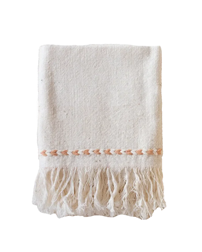 Braid Detail Hand Woven Cotton Napkin Set | Tan