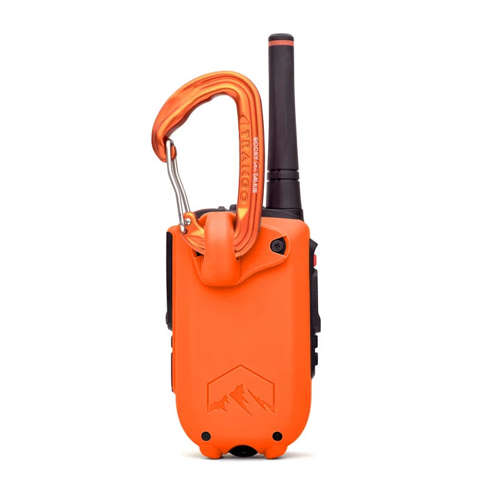 Hi-vis orange Rocky Talkie radio with carabiner
