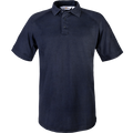 Product shot of a dark-navy 5.11 Tactical polo shirt featuring a three-button placket and short sleeves against a plain white background