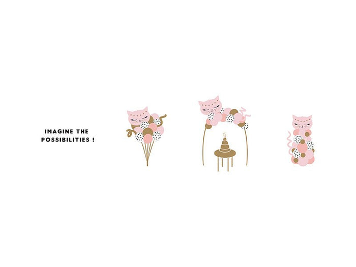 Cat balloon bouquet set with pink cat balloon toppers on long sticks