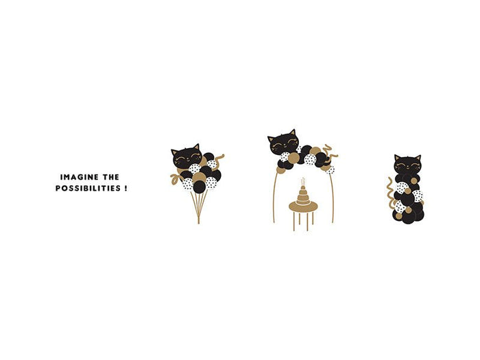 Cat balloon bouquet set with black cat balloon toppers on long sticks