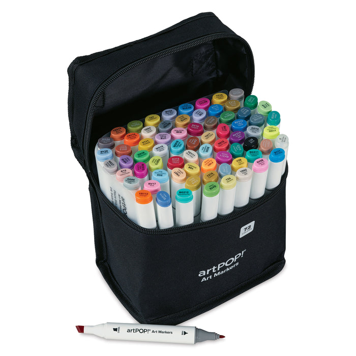 artPOP! Chisel and Fine Dual Tip Alcohol Art Marker Set - Set of 73, Assorted, open packaging