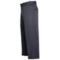 Product shot of dark gray wrinkle-resistant cropped pants featuring a belt loop and a single back pocket with a subtle button detail showing the fabric texture and a clean tailored fit