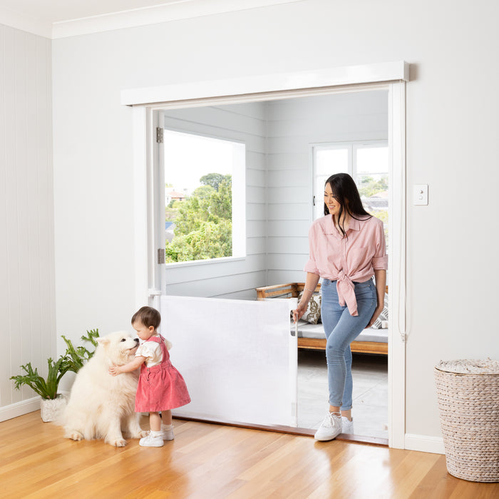 Easy Fit Retractable Baby Gate | 1.8m W x 0.84m H - White - Perma Child Safety
