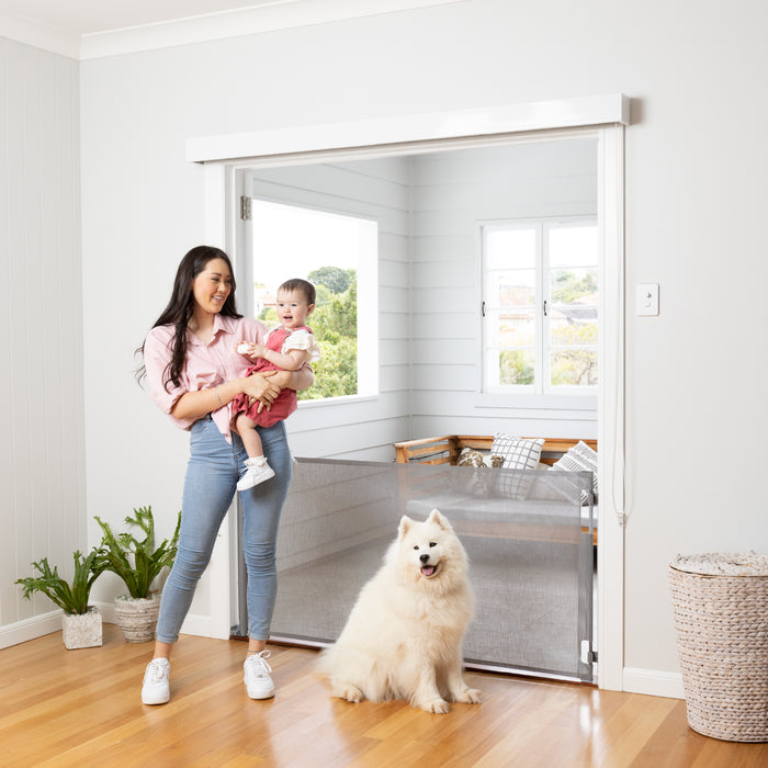 Easy Fit Retractable Baby Gate | 1.8m W x 0.84m H - Grey - Perma Child Safety