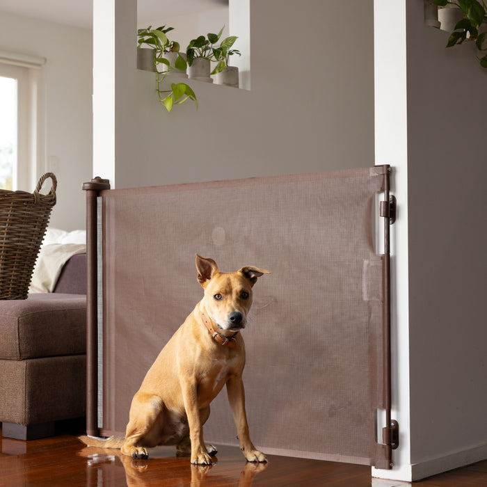Easy Fit Retractable Baby Gate | 1.8m W x 0.84m H - Brown - Perma Child Safety