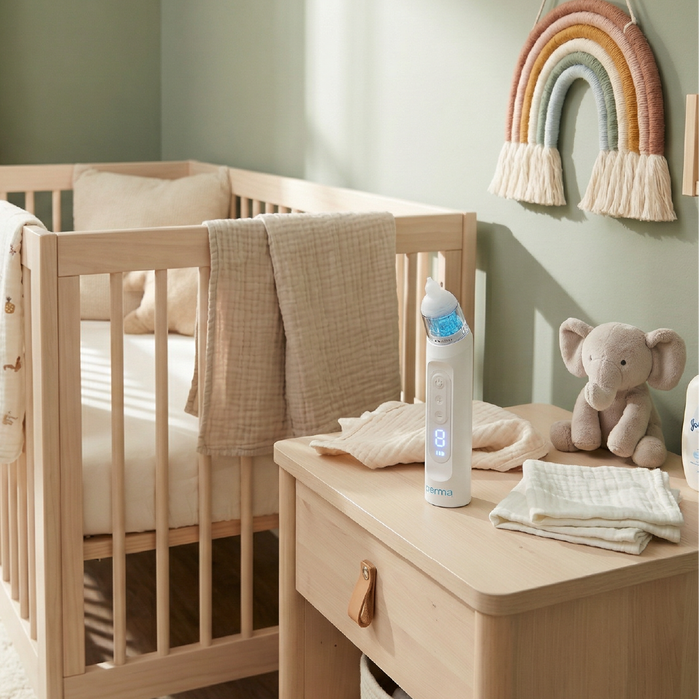 NASAL ASPIRATOR ON KIDS BEDSIDE TABLE