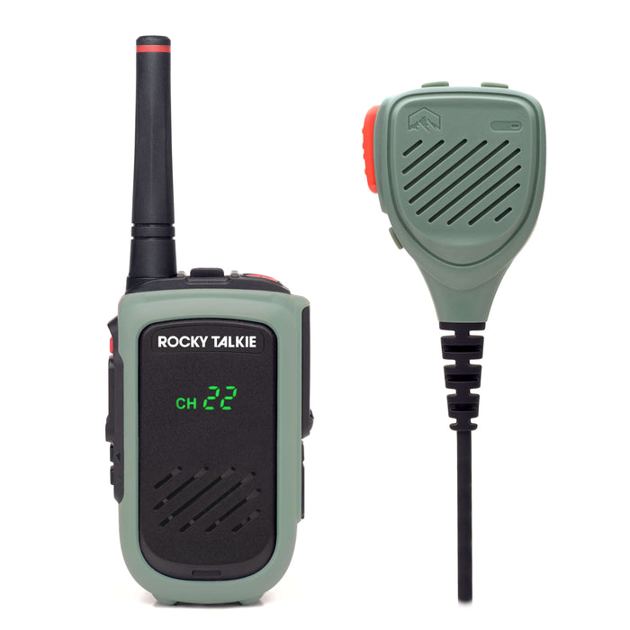 Rocky Talkie walkie talkie with hand mic on a white background