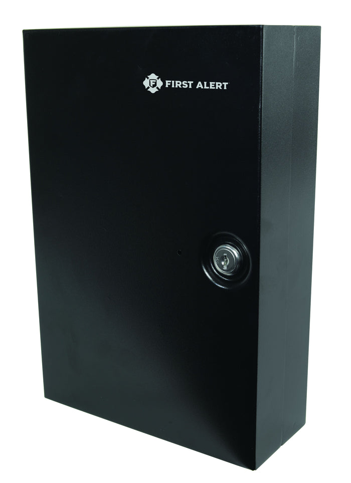 First Alert 28 Key Locking Security Cabinet, made from 18 gauge powder coated steel.  Comes complete with wall mount kit, 28 key hook and key rings and tags.           Model 3060F