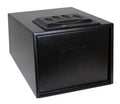 First Alert Extra Large Quick Access Hand gun safe w/Spring loaded door. Features digital electronic lock and Emergency Access Override Key, anti-pry edges, anchoring holes, made from 18-gauge powder coated steel.  Model 5400DF