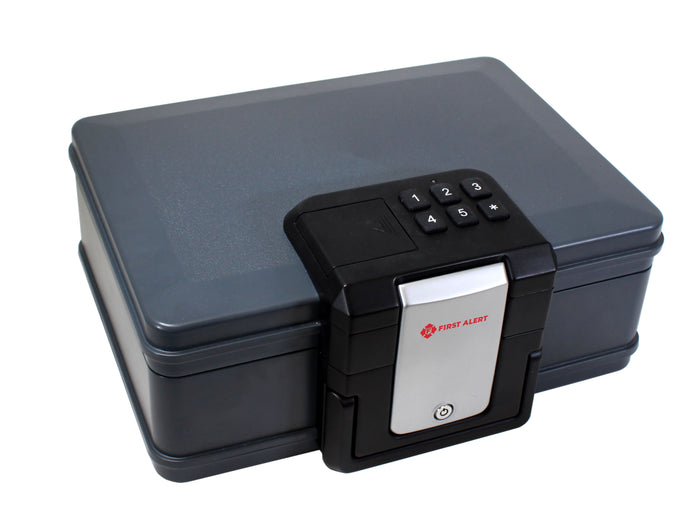 First Alert Fireproof and Waterproof Security Safe, .19 CU FT, 30 Minute Fire rating @ 1550, Fire Proof UL Rated Fire Chest.  Features Digital Lock & Emergency Access Override Key. Model 2601DF