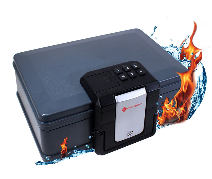 First Alert Fireproof and Waterproof Security Safe, .19 CU FT, 30 Minute Fire rating @ 1550, Fire Proof UL Rated Fire Chest.  Features Digital Lock & Emergency Access Override Key. Model 2601DF