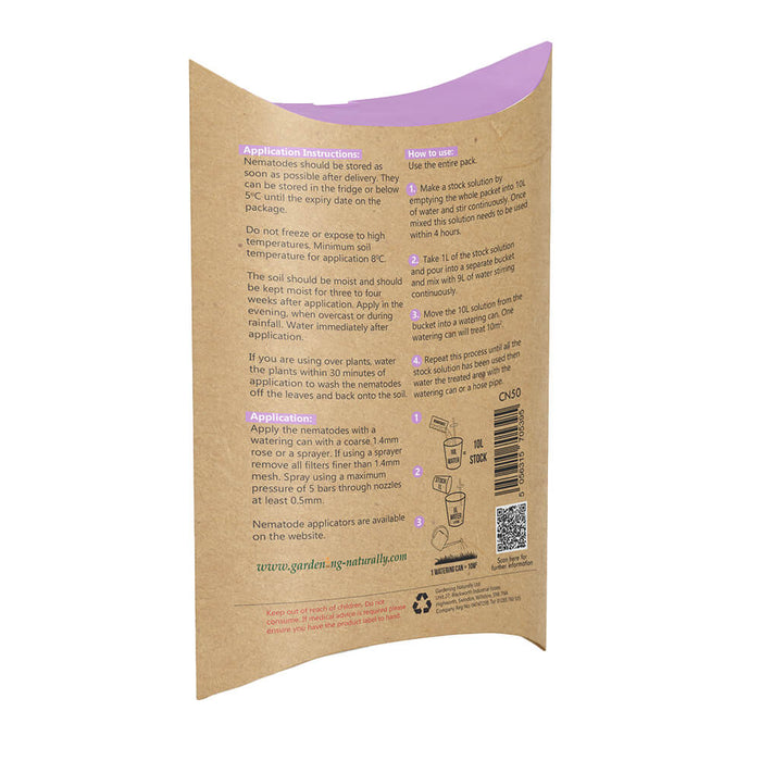 Gardening Naturally Chafer Grub Nematodes 100sq.m packet instructions