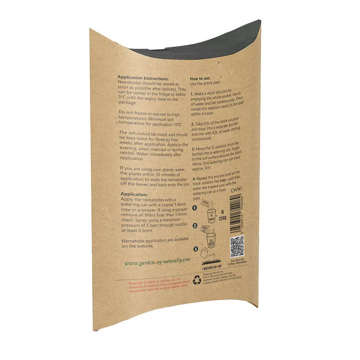 Gardening Naturally Cutworm Nematodes packet instructions