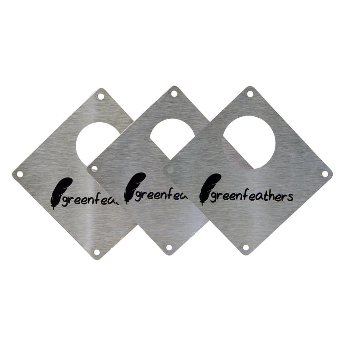 Buy Green Feathers Bird Box Steel Plate 3 Pack - 25mm, 28mm, 32mm online UK