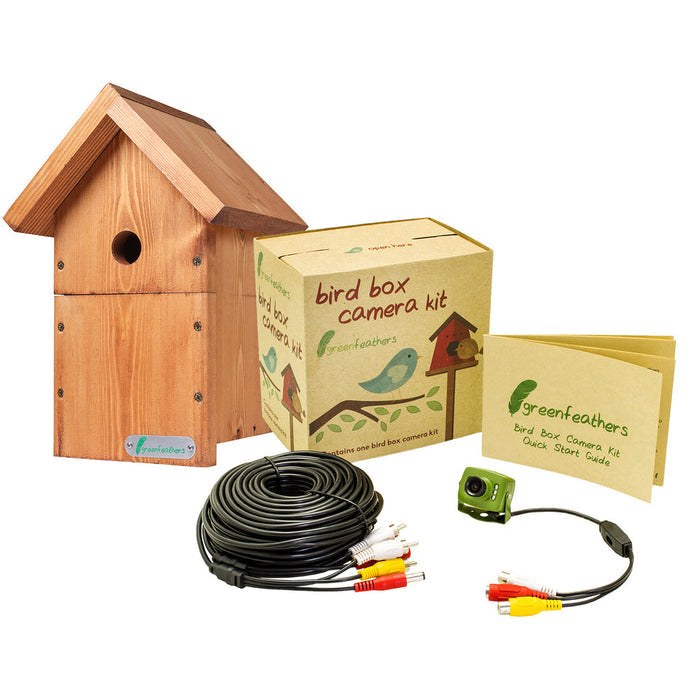 Buy Green Feathers DIY Bird Box with Wired Camera Bundle online UK