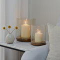 Buy Ivyline Amelia Ribbed Glass Wooden Candle Holder online UK