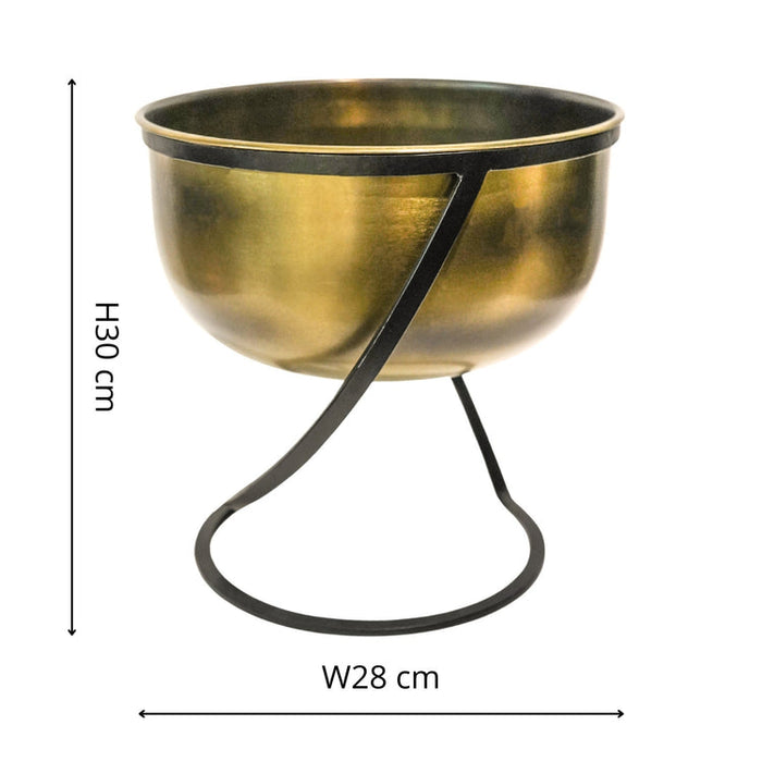Buy Ivyline Indoor Kensington Brass Round Planter on Stand online UK
