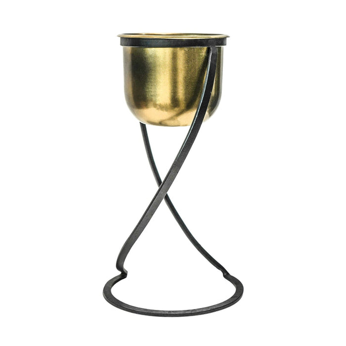 Buy Ivyline Indoor Kensington Brass Round Planter on Stand online UK