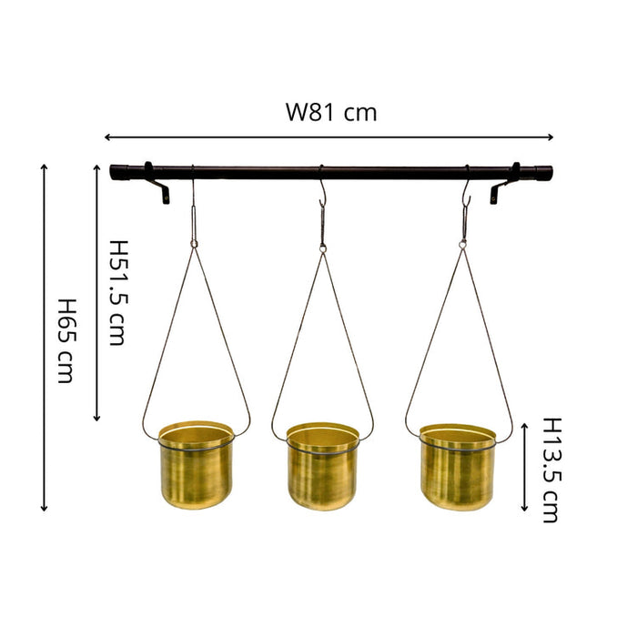 Buy Ivyline Linear Hanging Planters Black and Gold online UK