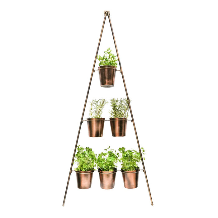 Buy Ivyline Outdoor Vertical Gold Metal Wall Plant Stand with Planters online UK