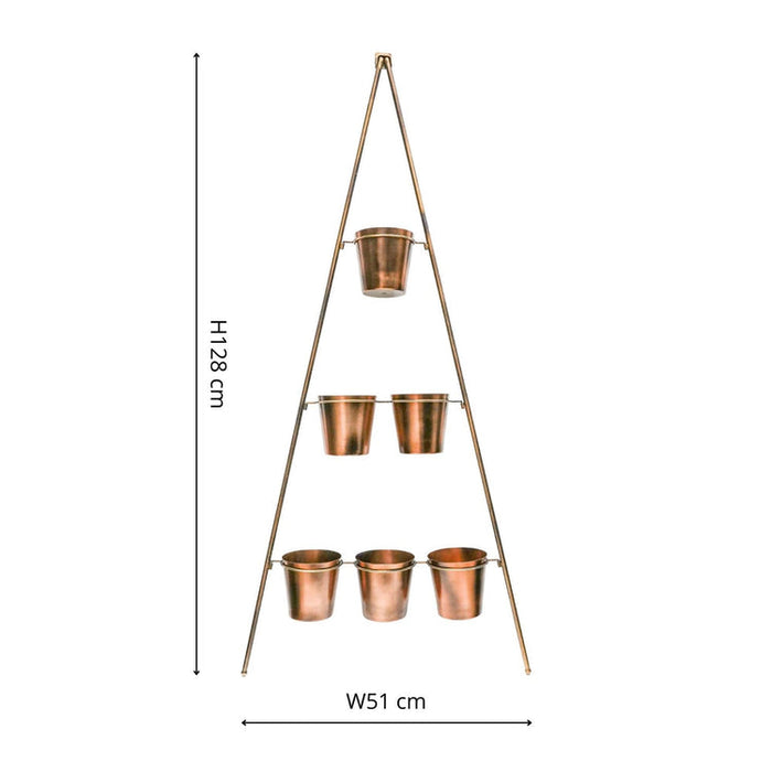 Buy Ivyline Outdoor Vertical Gold Metal Wall Plant Stand with Planters online UK